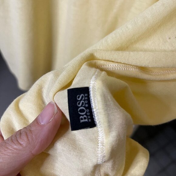 Hugo Boss Mens Polo Shirt Yellow Size Medium Pure Cotton Short Sleeve Button - Picture 7 of 16